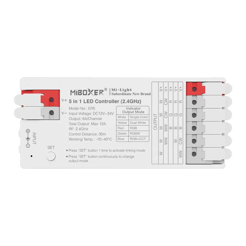 Kontroler 5w1 LED 12-24VDC&nbsp;12A (szybki montaż)