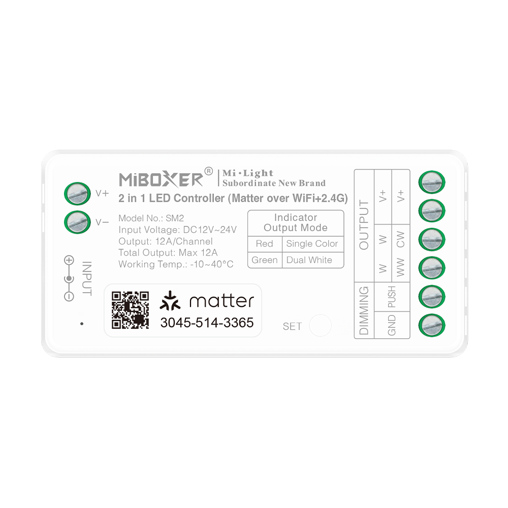 Kontroler 2w1 LED Matter+WiFi 12-24VDC 12A