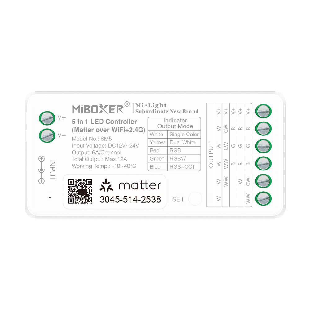 Kontroler 5w1 LED Matter+WiFi 12-24VDC 12A